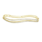 Three Dimensional Wavy Double Line Palm Cuff with Full Diamond Pave