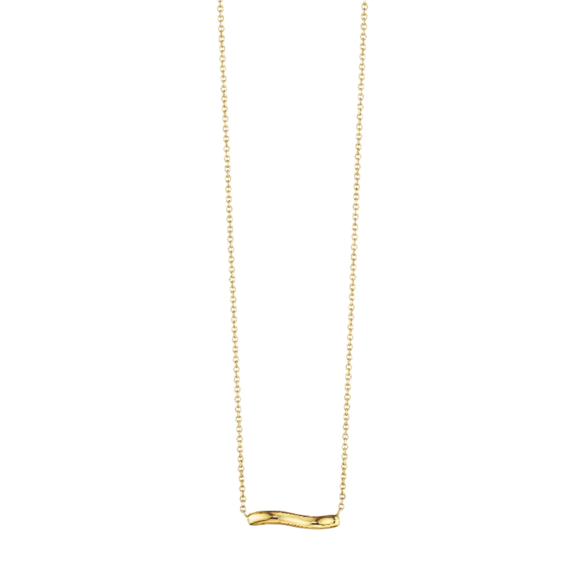 All Gold Wavy Horizontal Pendant Necklace