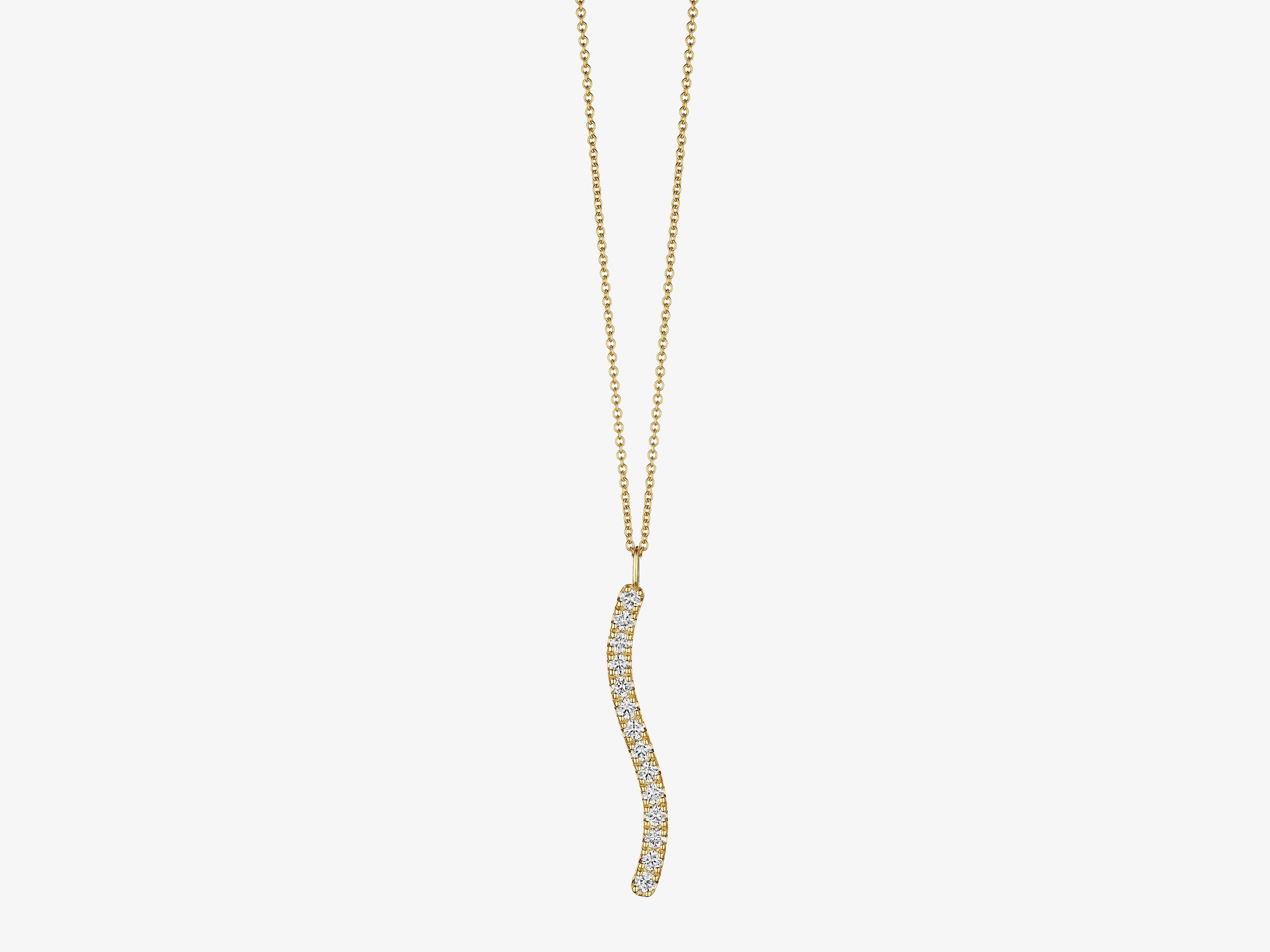 Diamond Wavy Vertical Pendant Necklace