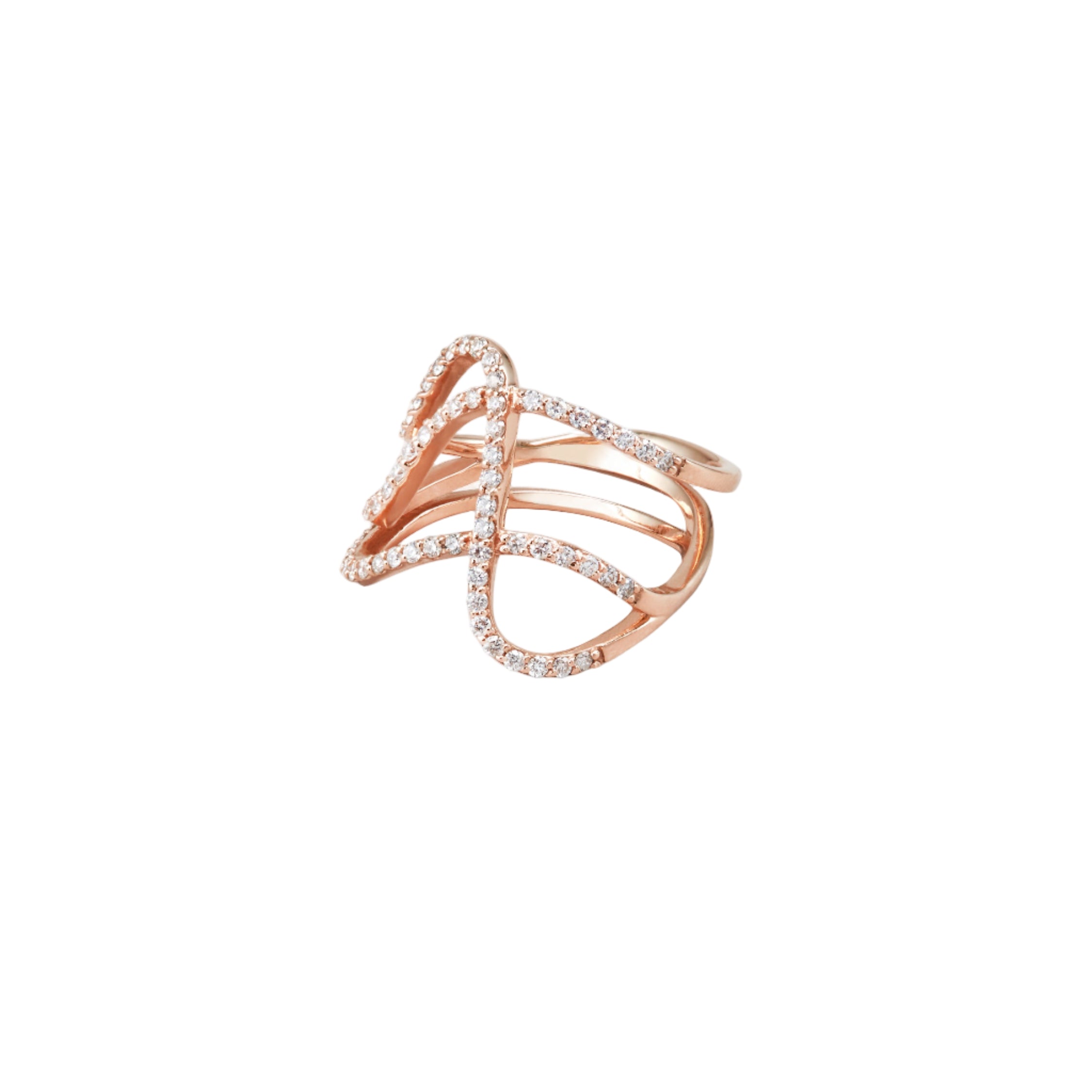 Three Row Curved Diamond Pavé Ring