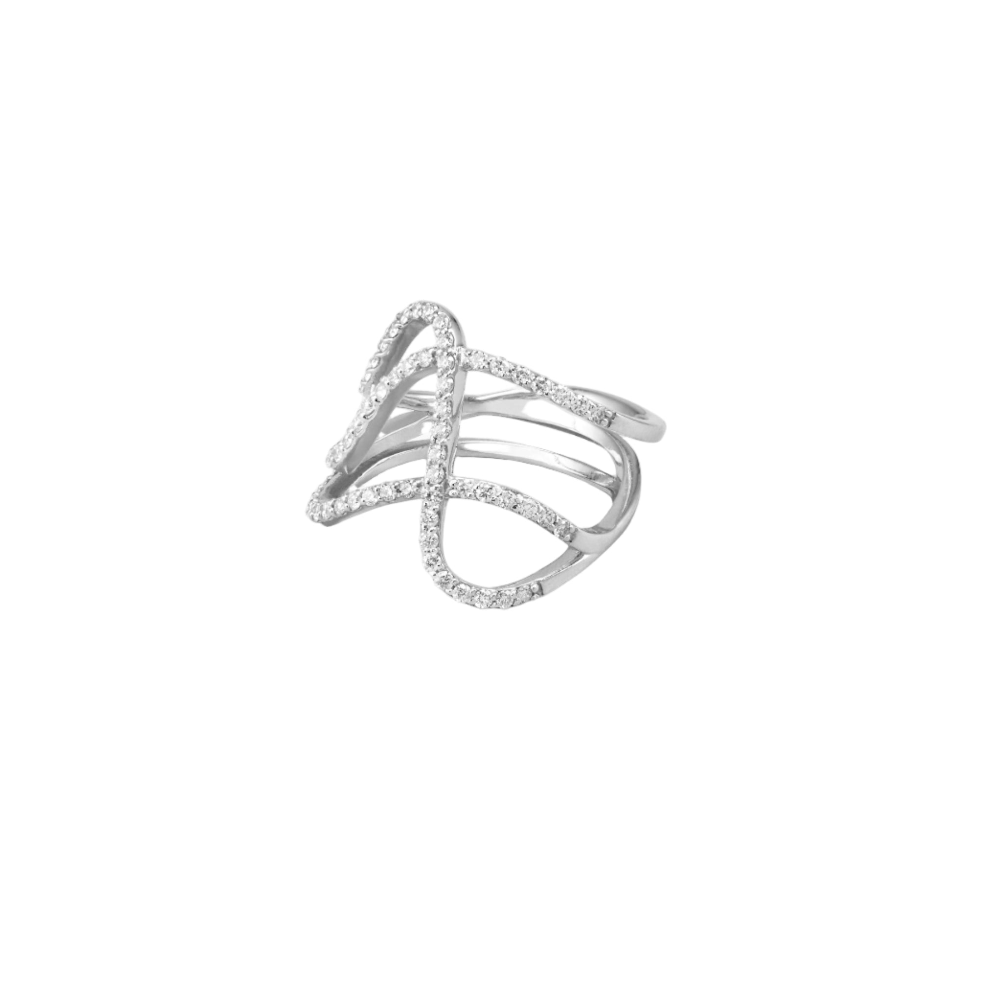 Three Row Curved Diamond Pavé Ring
