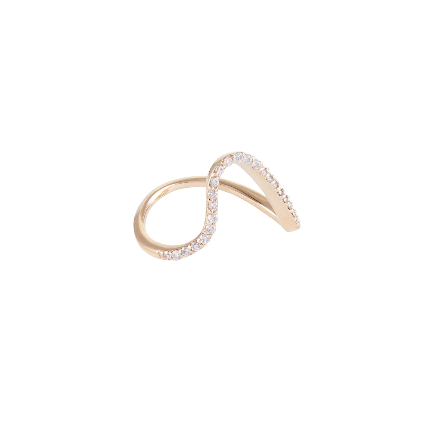Single Curved Band Ring with Diamond Pavé