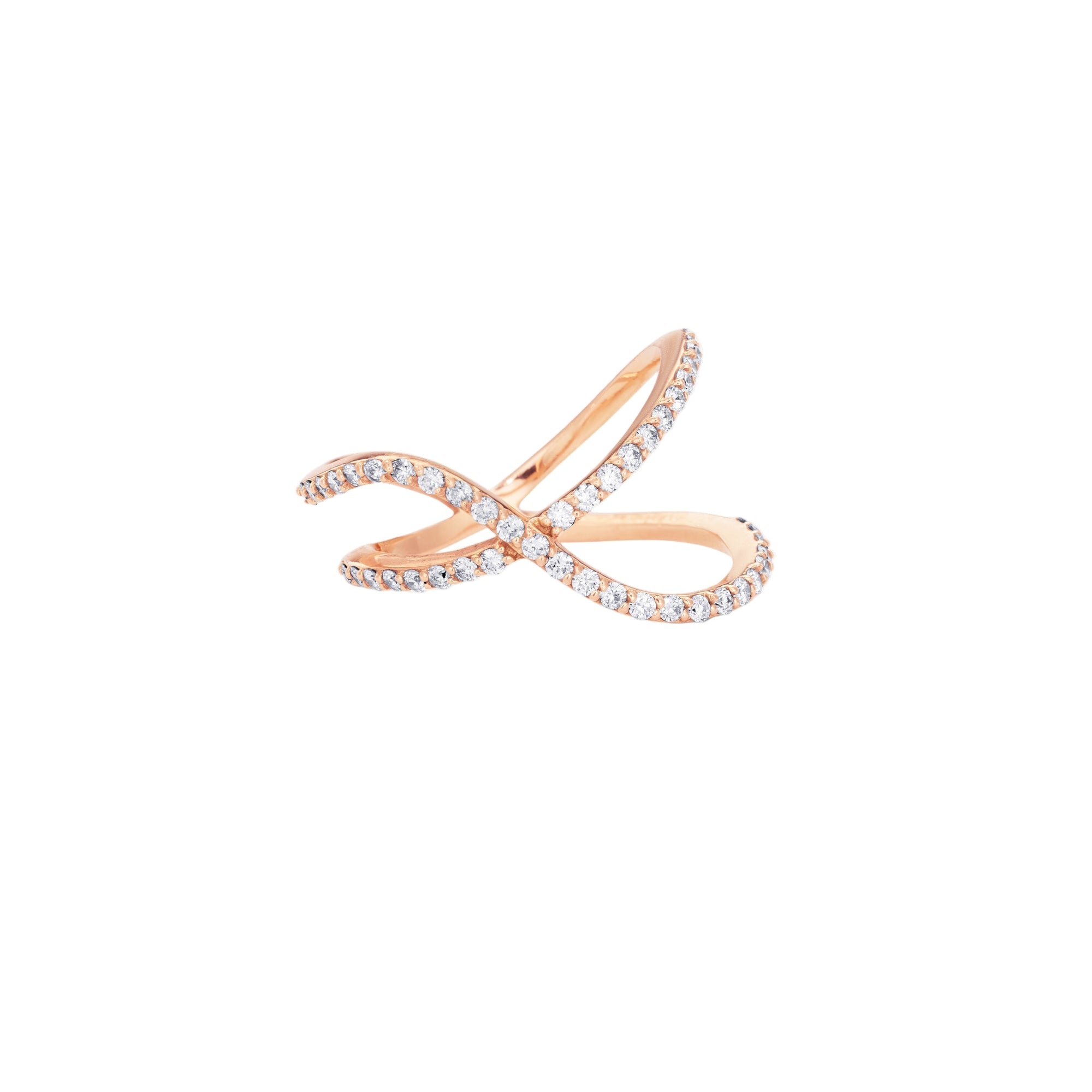 Overlapping Two Row Diamond Pavé Ring