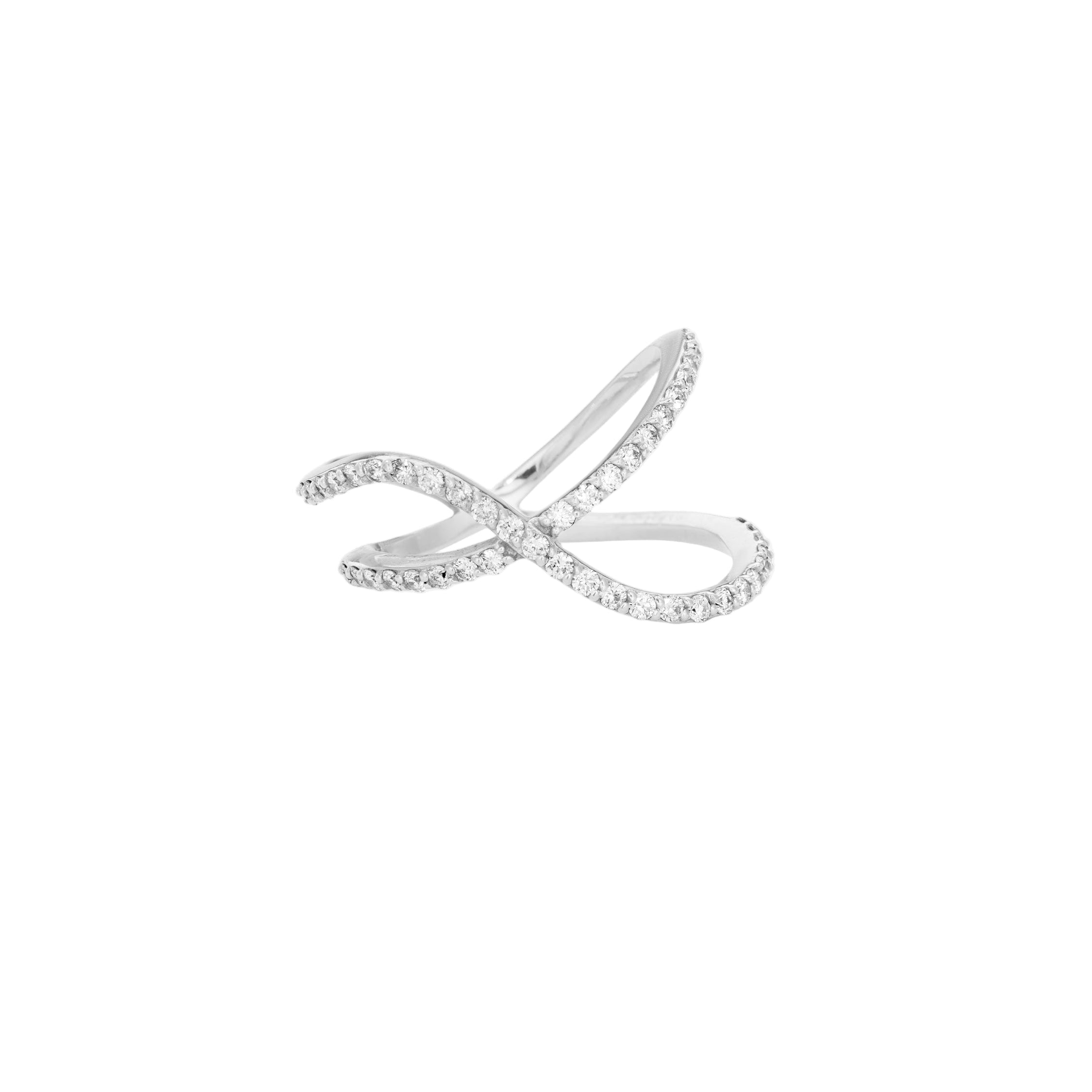 Overlapping Two Row Diamond Pavé Ring