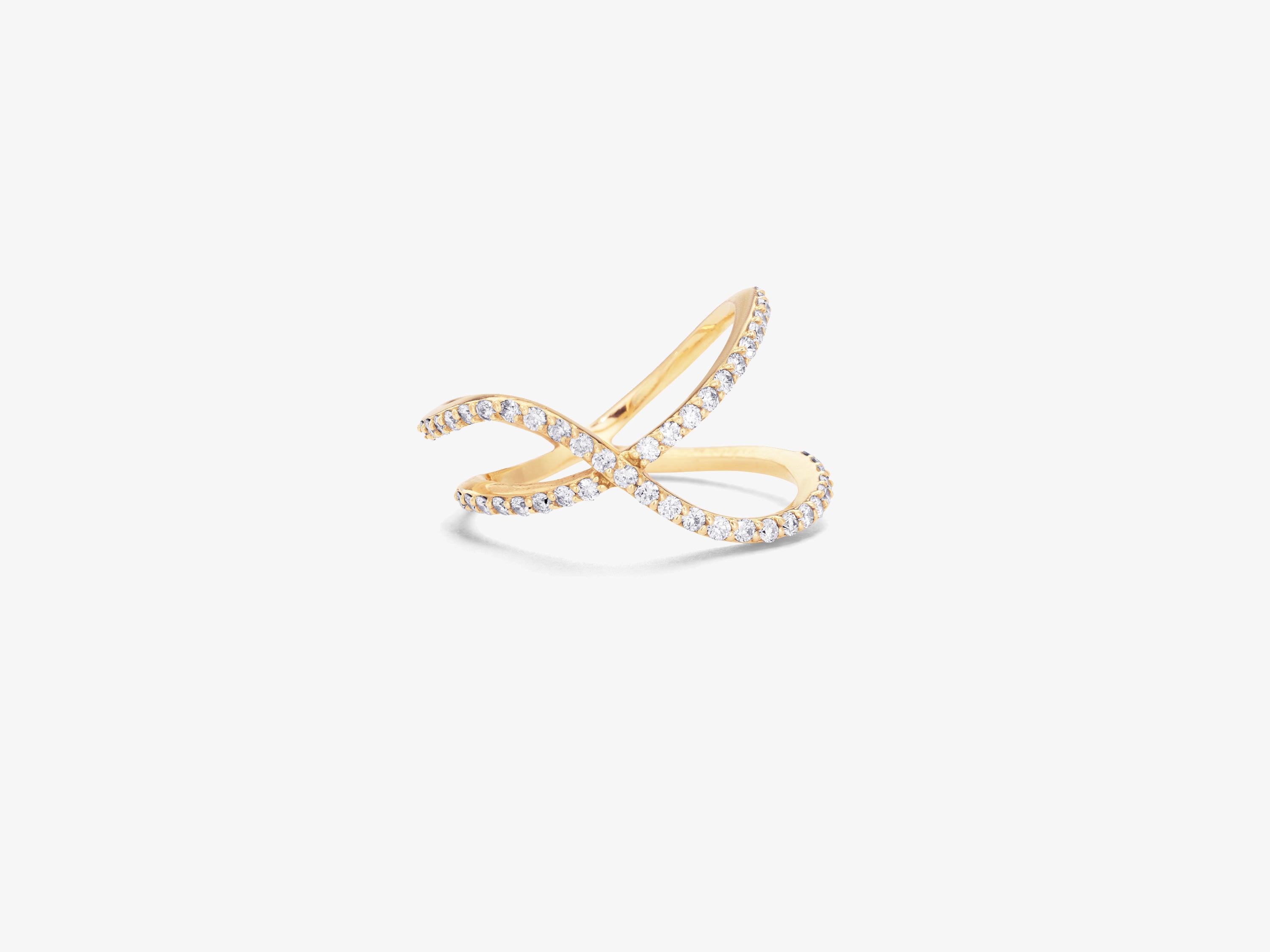 Flou Overlapping Two Row Ring with Diamond Pave