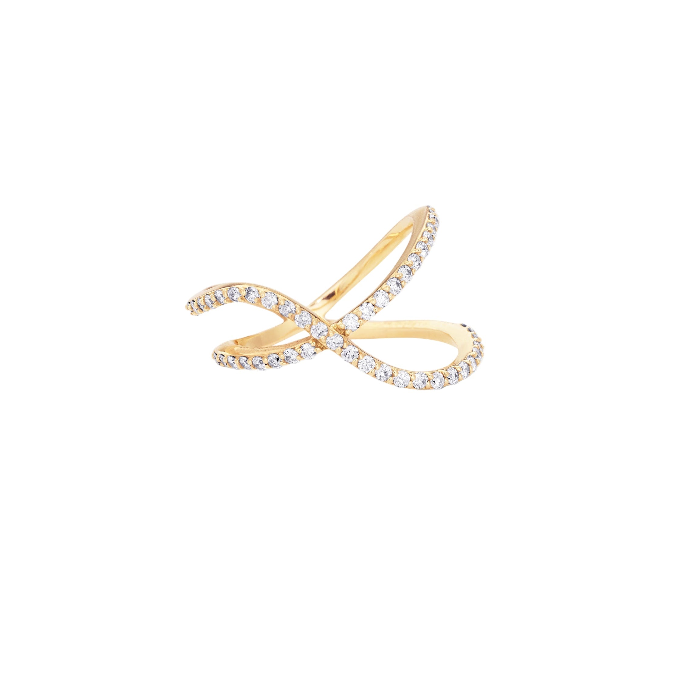 Overlapping Two Row Diamond Pavé Ring