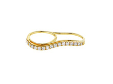 Diamond Double Finger Wavy Ring