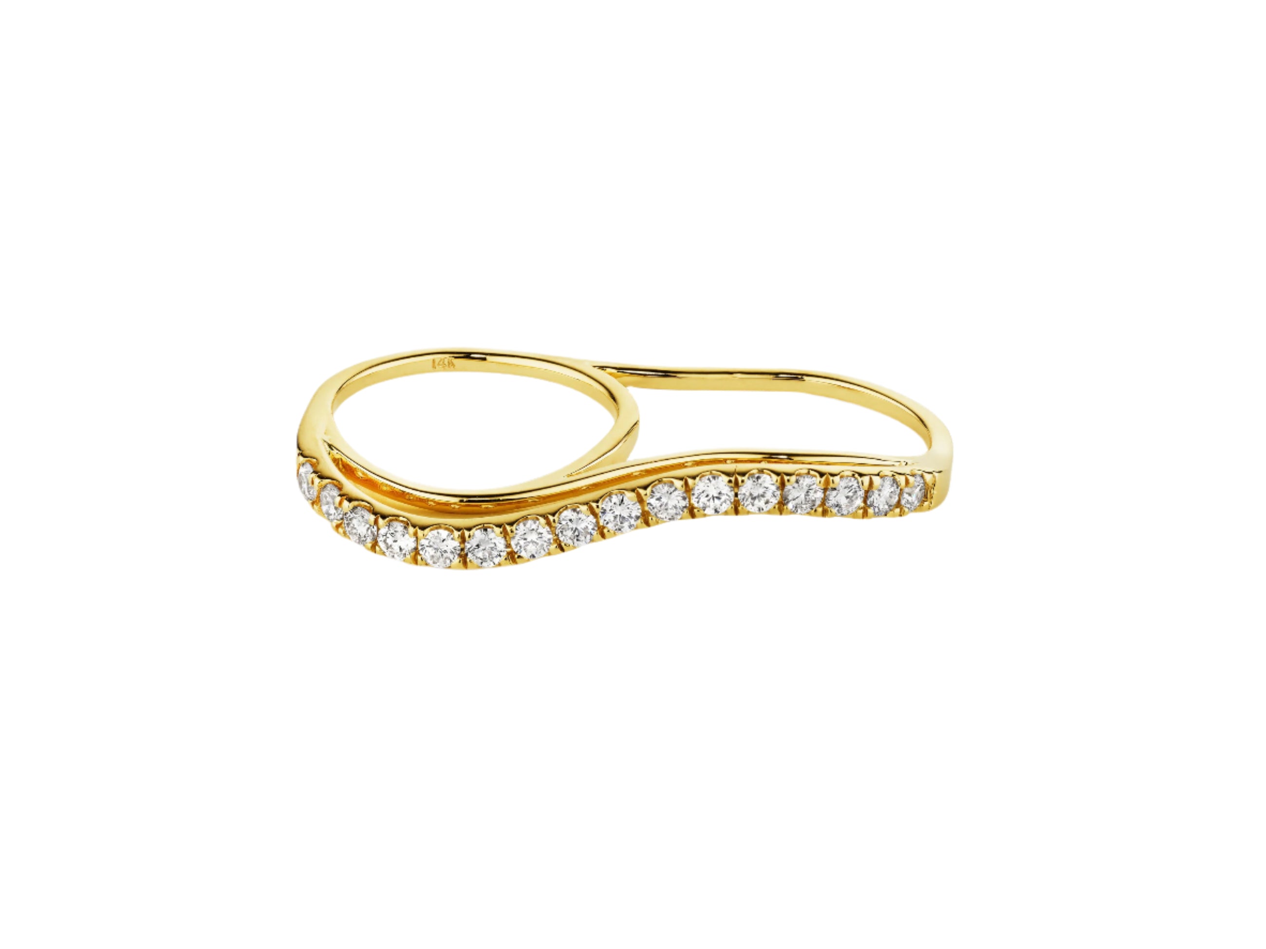 Diamond Double Finger Wavy Ring