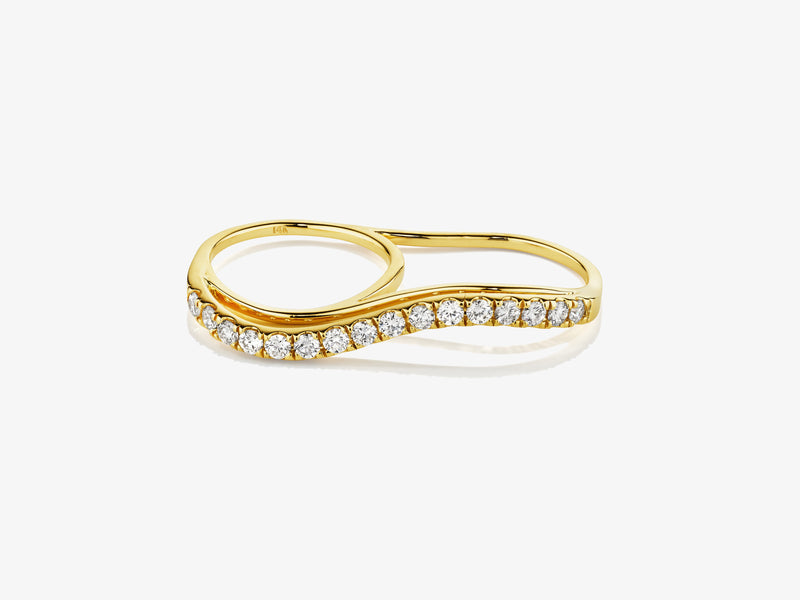 Diamond Double Finger Wavy Ring