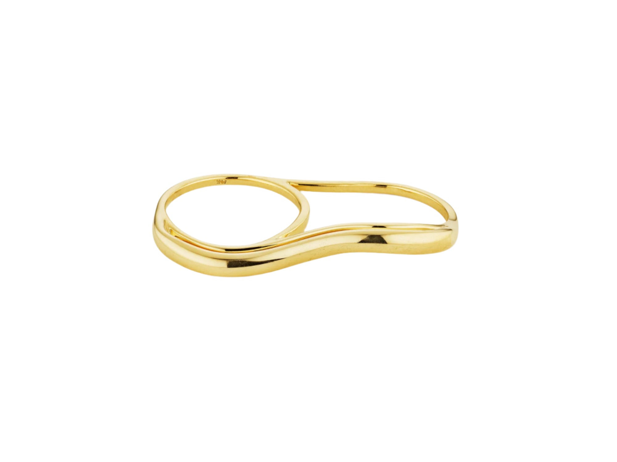 All Gold Double Finger Wavy Ring