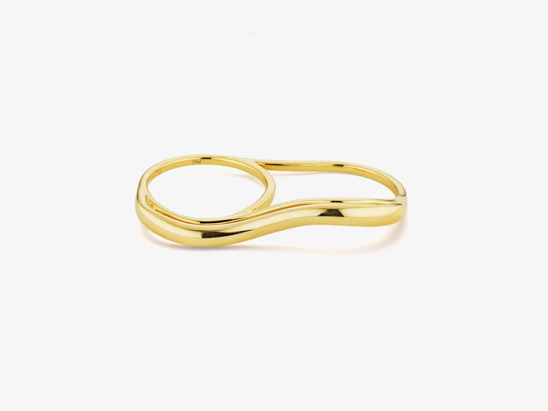 All Gold Double Finger Wavy Ring