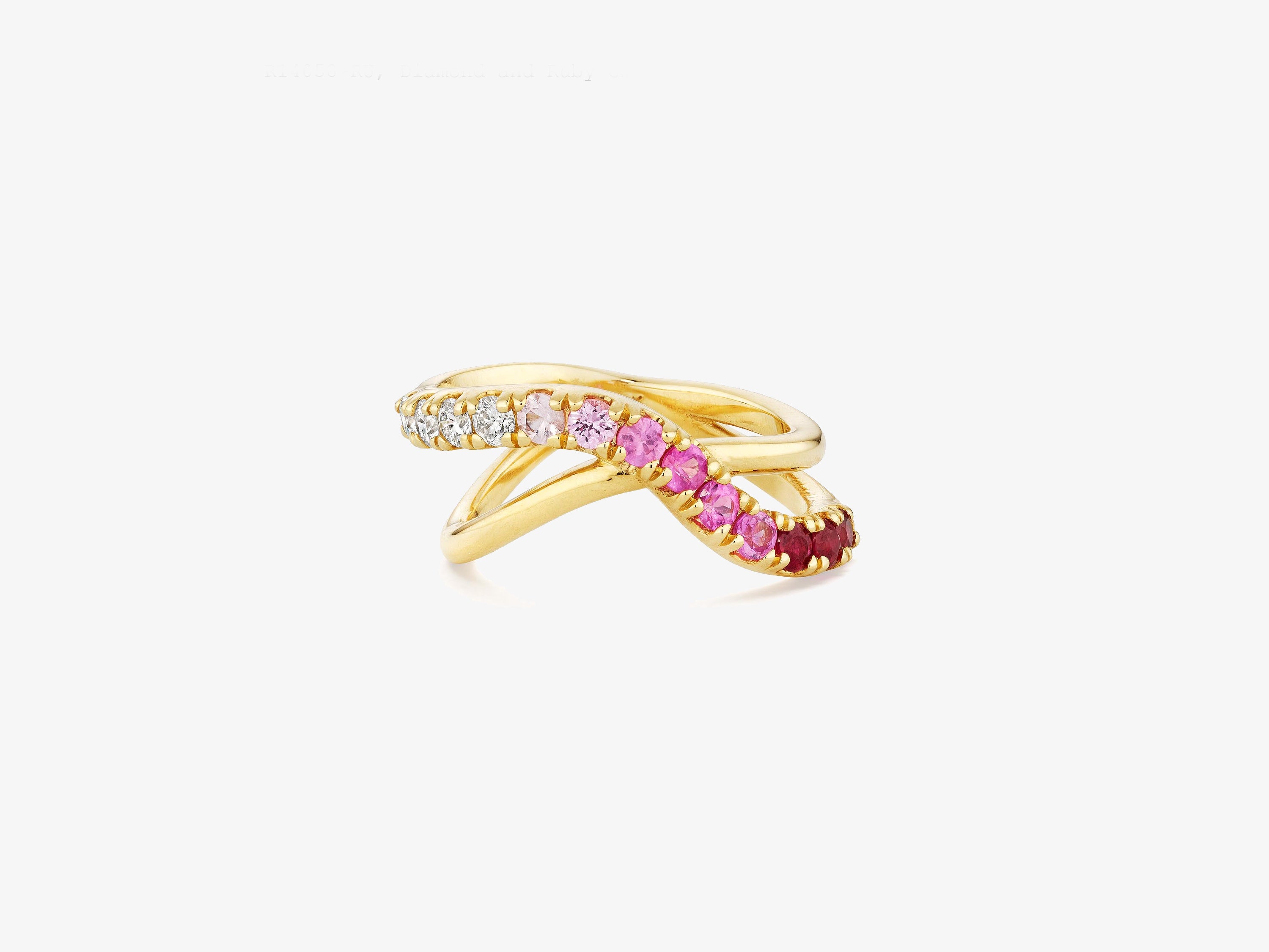 Diamond and Ruby Ombre Criss-Cross Ring
