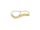 Three Dimensional Double Finger Wavy Ring with Double Row Diamond Pavé